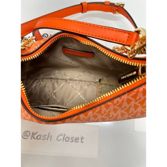 Michael Kors Cora Medium Ombré Logo Shoulder Purse Crossbody Bag Poppy - Picture 6 of 7